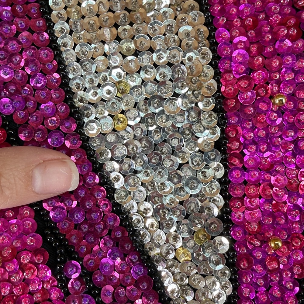 Vtg Glitzy Fashions Bali Handmade Sequin Vest Pink Beaded Festival Costume 90s M - Picture 10 of 15